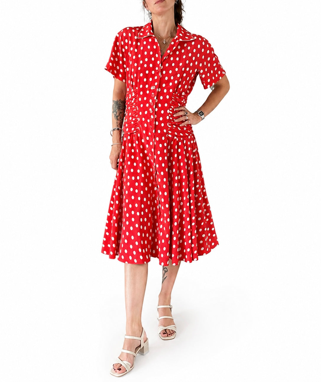 Robe vintage Louis Féraud rouge à pois