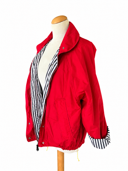 Veste vintage rouge doublure rayure