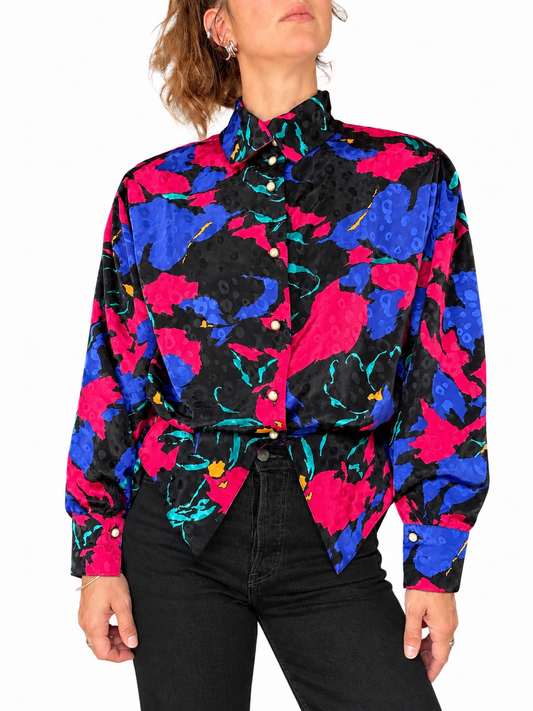 Chemisier vintage coloré coupe pointe