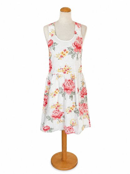 Robe fleurie coton rose et blanche.