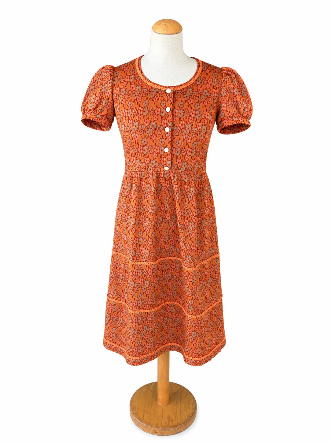 Robe vintage orange fleurs 70’s