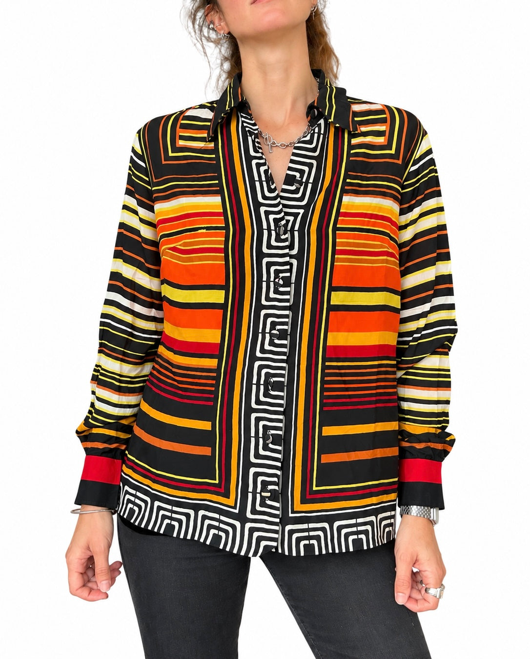 Chemisier vintage Lanvin motifs géométriques
