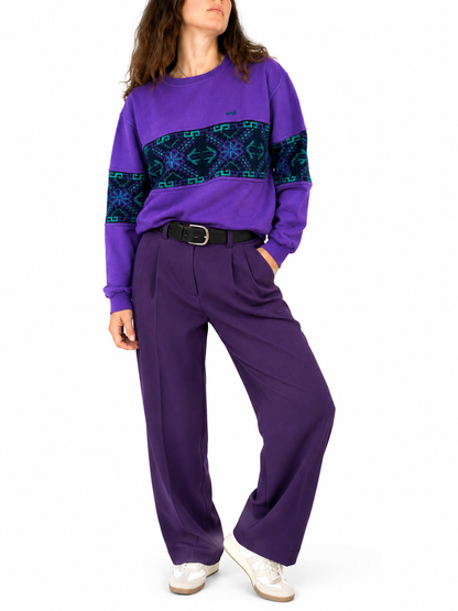 Sweat shirt vintage violet jacquard