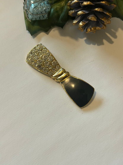 Broche vintage nœud strass et émail noir – Années 1980 la friperie vintage 25