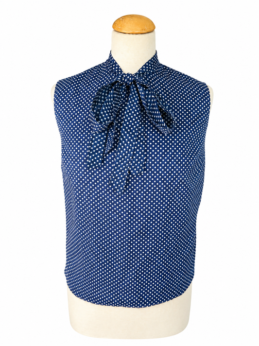 Chemisier vintage à pois bleu
