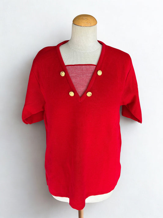 Pull marin vintage rouge laine - friperie vintage la friperie vintage 25