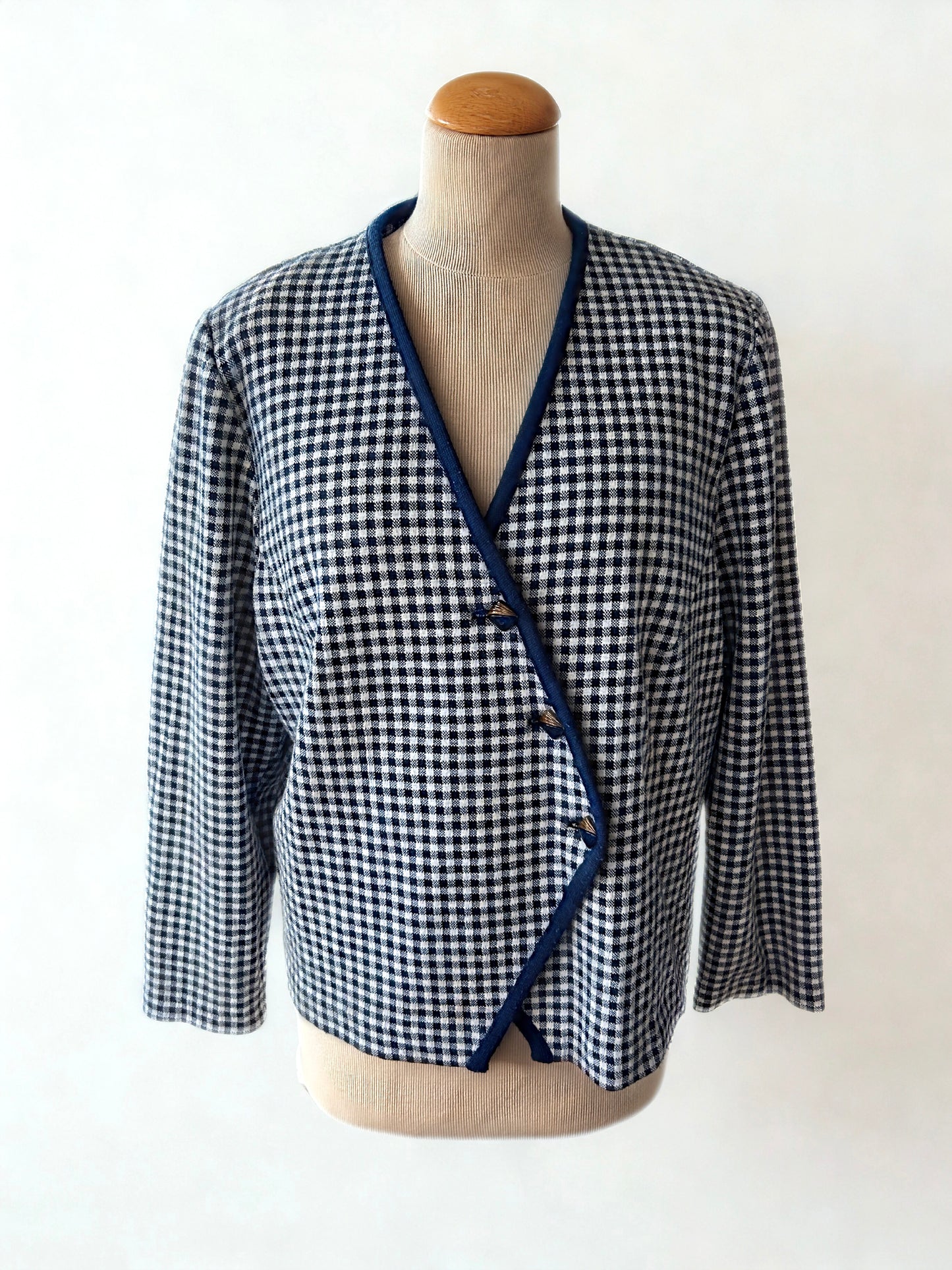 Veste vintage à carreaux bleu et blanc France