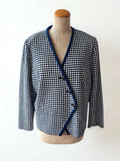 Veste vintage à carreaux bleu et blanc France