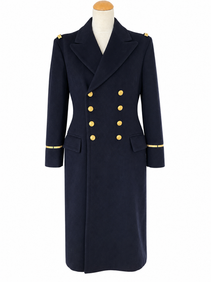 Manteau long vintage de marin bleu marine