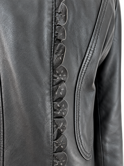 Veste vintage en cuir noir