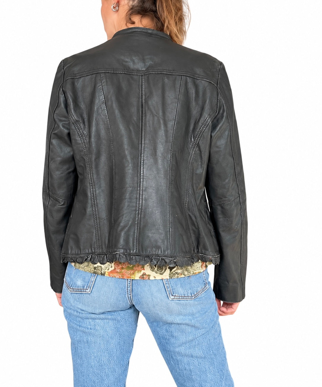 Veste vintage en cuir noir