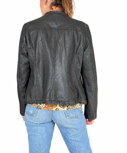 Veste vintage en cuir noir
