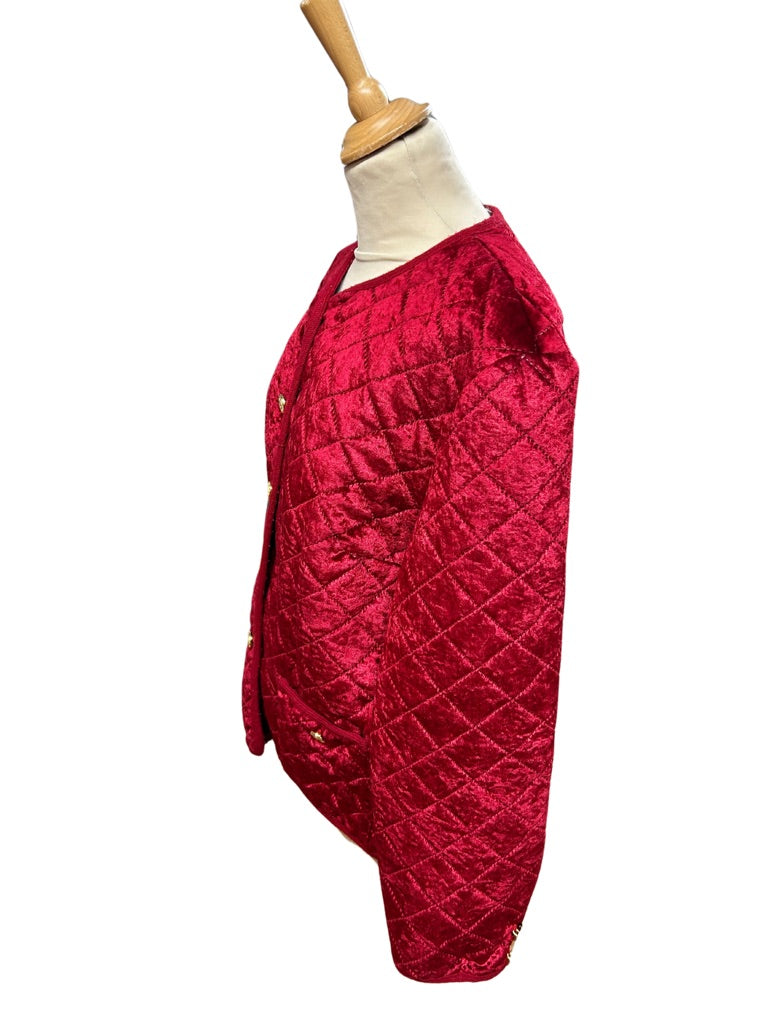 Veste matelassée velours rouge vintage la friperie vintage 25