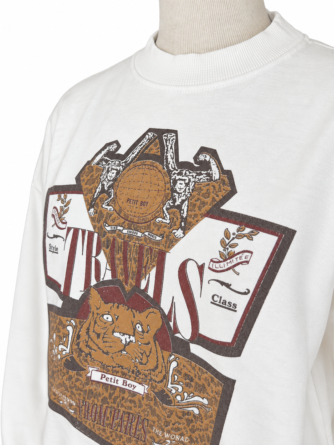 Sweat vintage blanc imprimé tigre