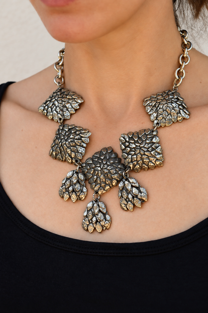 Collier plastron Delphine Nardin métal argenté