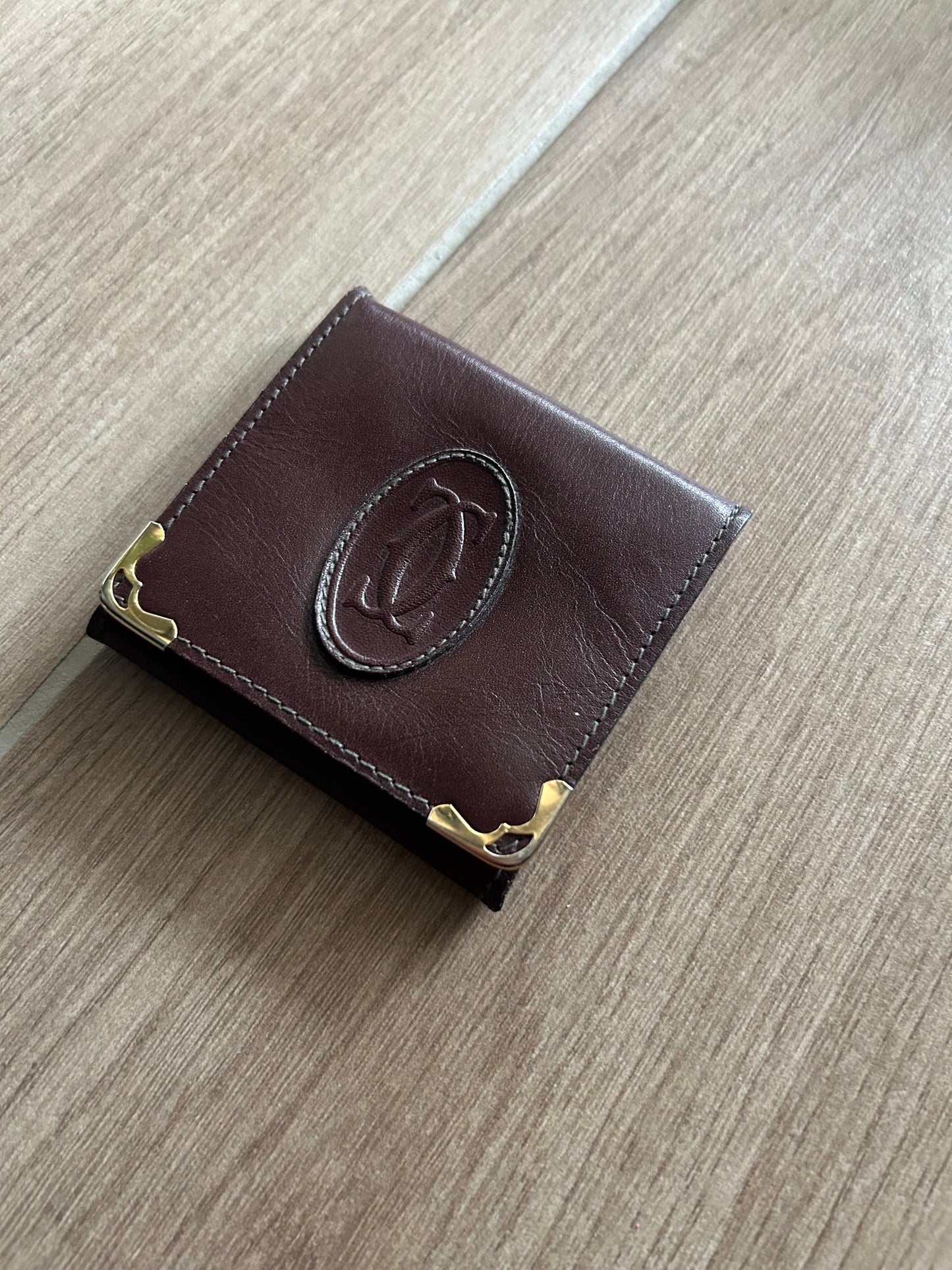 Porte monnaie Cartier vintage cuir Bordeaux la friperie vintage 25