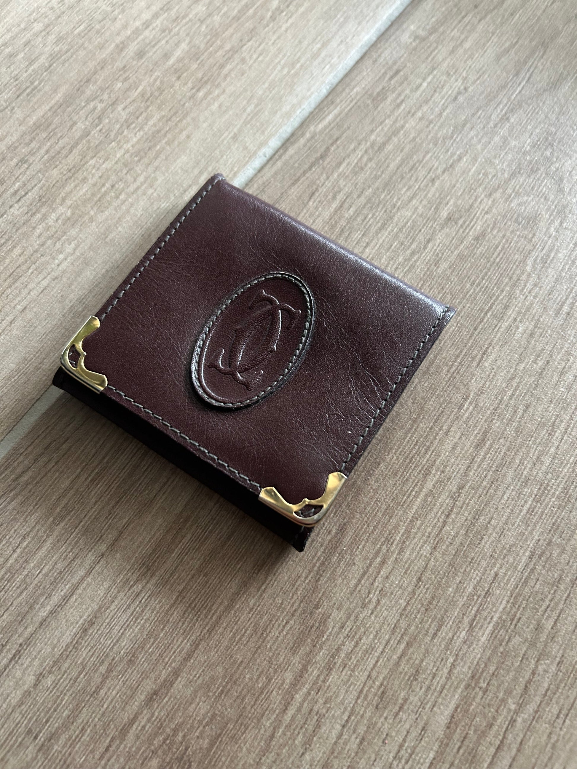 Porte monnaie Cartier vintage cuir Bordeaux la friperie vintage 25