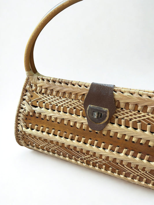 Sac à main vintage en osier bois la friperie vintage 25