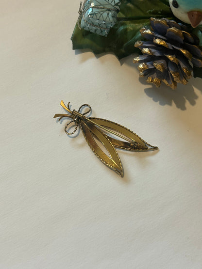 Broche vintage feuille dorée à l’or fin la friperie vintage 25