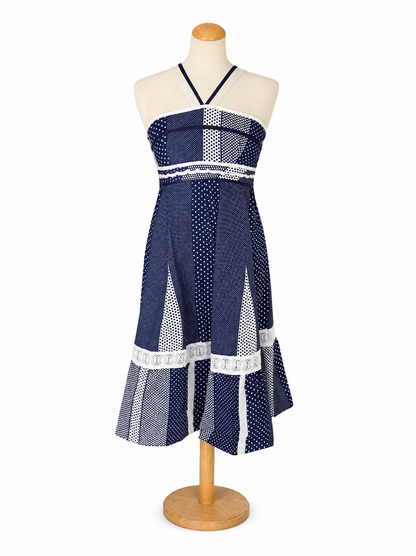 Robe vintage 70 bleu à pois