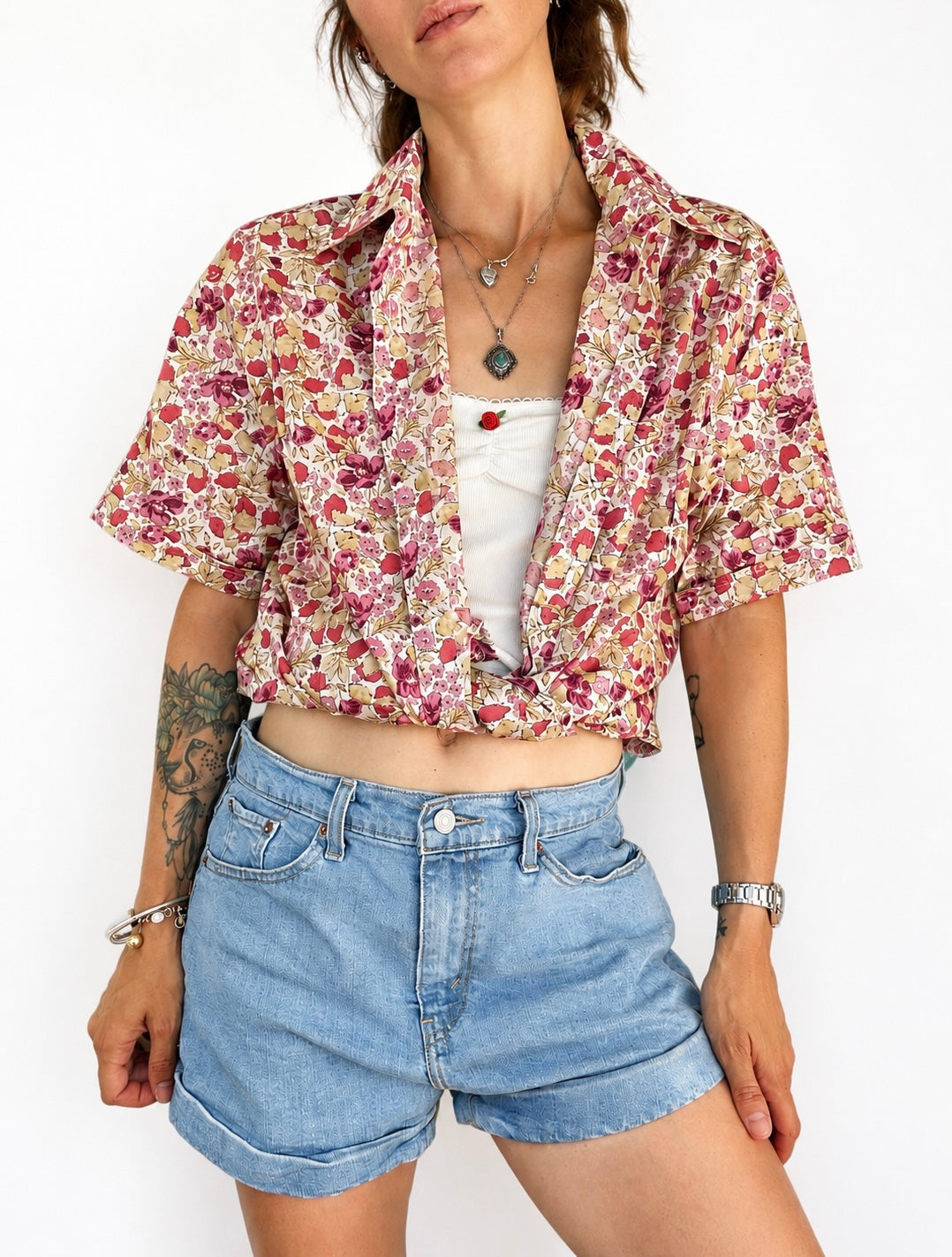 Chemisier fleuri vintage coton