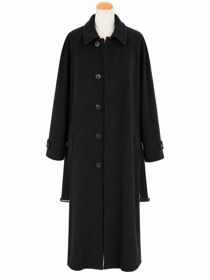 Manteau long vintage bleu marine laine