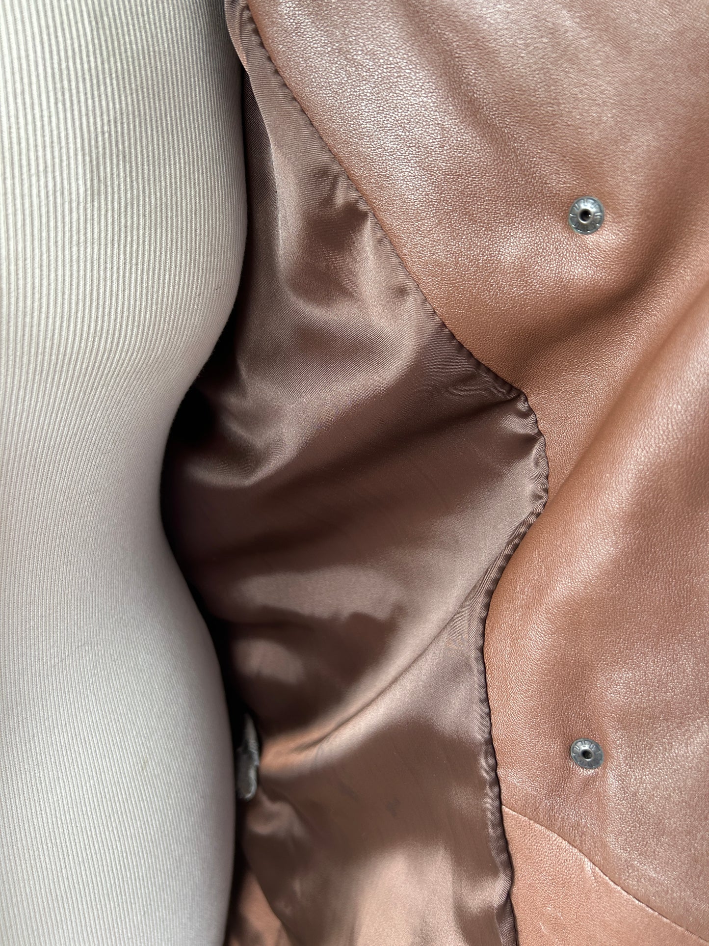 Veste vintage longue cuir marron