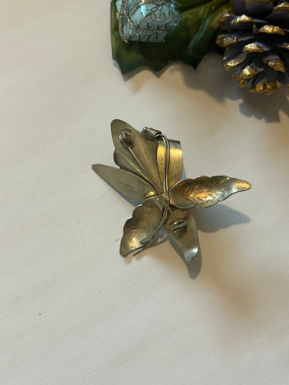 Broche fleur feuilles – Argentée – Vintage – Mexico la friperie vintage 25