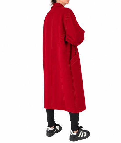 Manteau long vintage rouge laine cachemire