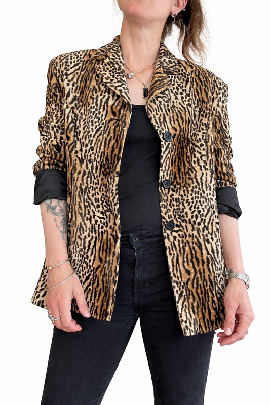 Blazer vintage imprimé léopard