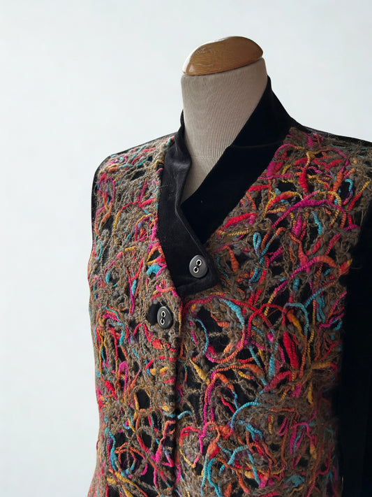 Veste vintage texturé multicolore