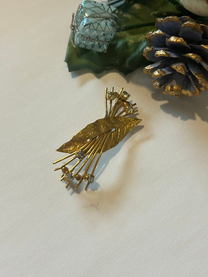 Broche vintage feuille et fleurs plaqué or la friperie vintage 25