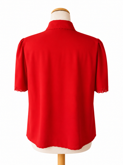 Chemisier vintage rouge brodé