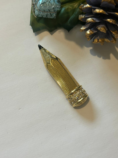 Broche Swarovski vintage crayon doré strass – Années 90 la friperie vintage 25