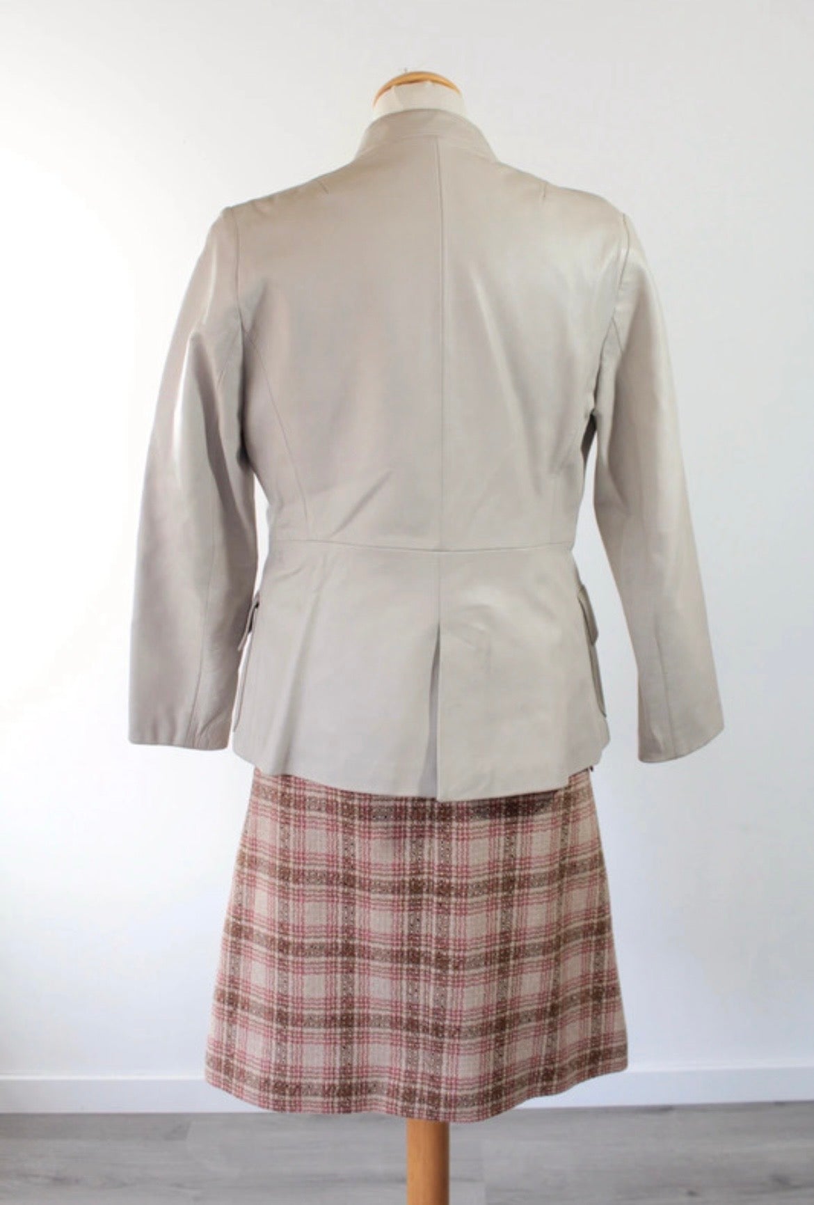 Veste en cuir beige vintage 80’s officier