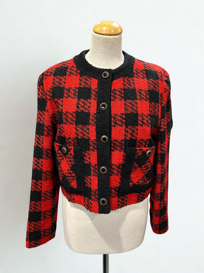 Veste courte à carreaux rouge noir vintage la friperie vintage 25