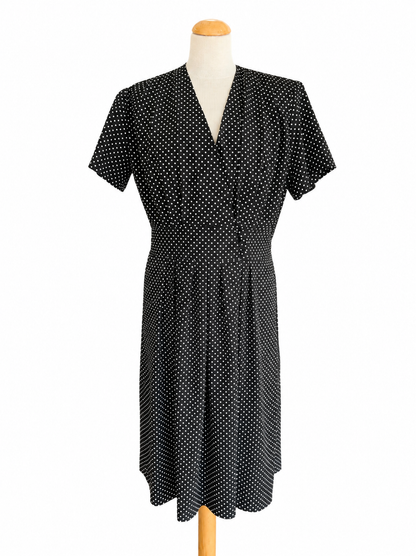 Robe vintage à pois noir et blanc