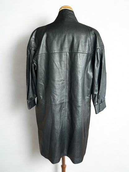 Manteau long en cuir vintage doublure amovible la friperie vintage 25