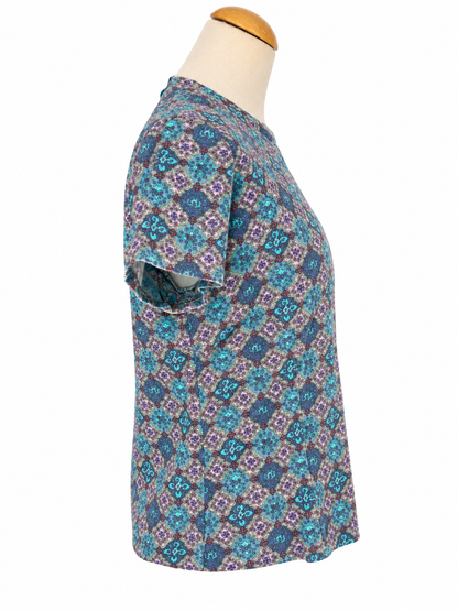 Top vintage velours côtelé motifs