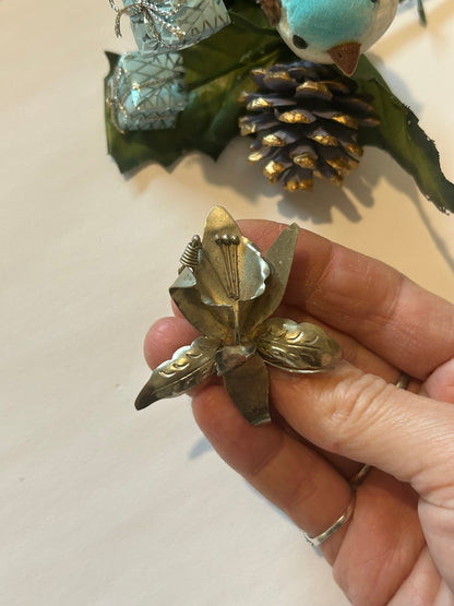 Broche fleur feuilles – Argentée – Vintage – Mexico la friperie vintage 25