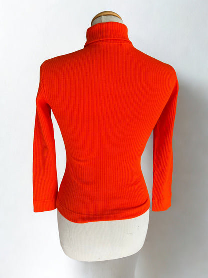 Pull col roulé vintage 70 orange la friperie vintage 25