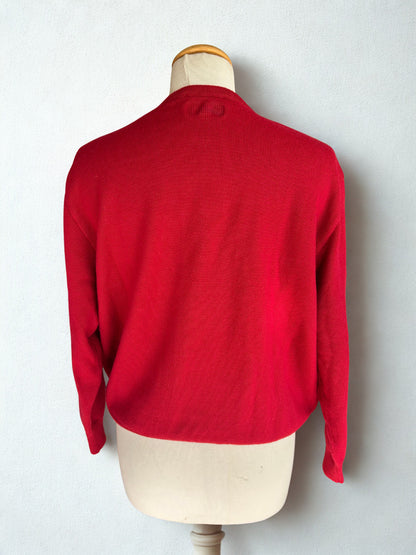 Pull vintage rouge laine brodé la friperie vintage 25