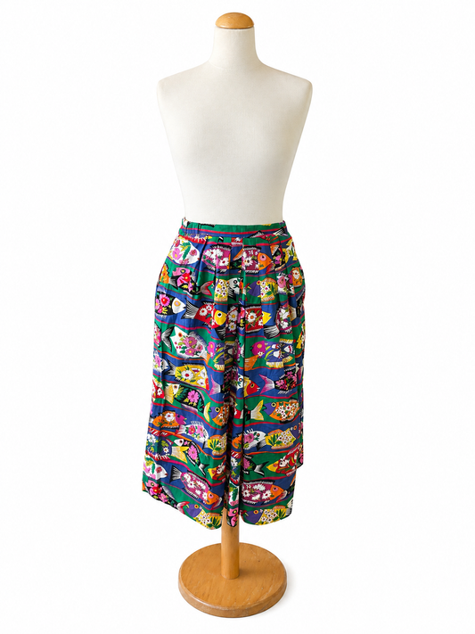 Jupe vintage colorée motifs poissons