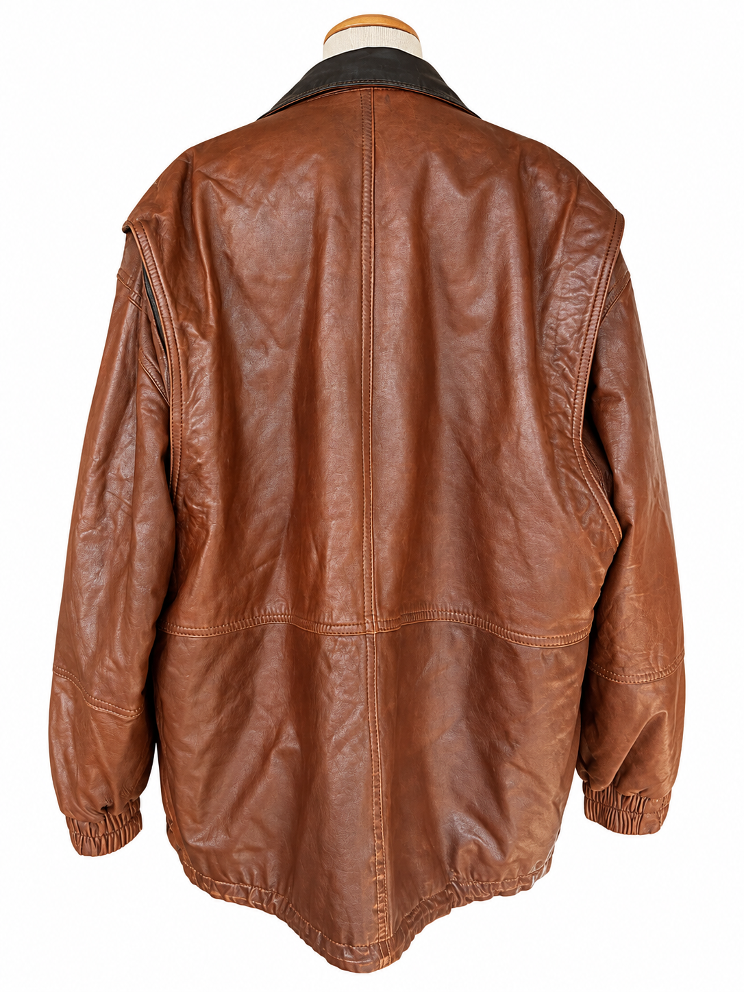 Veste en cuir vintage marron oversize