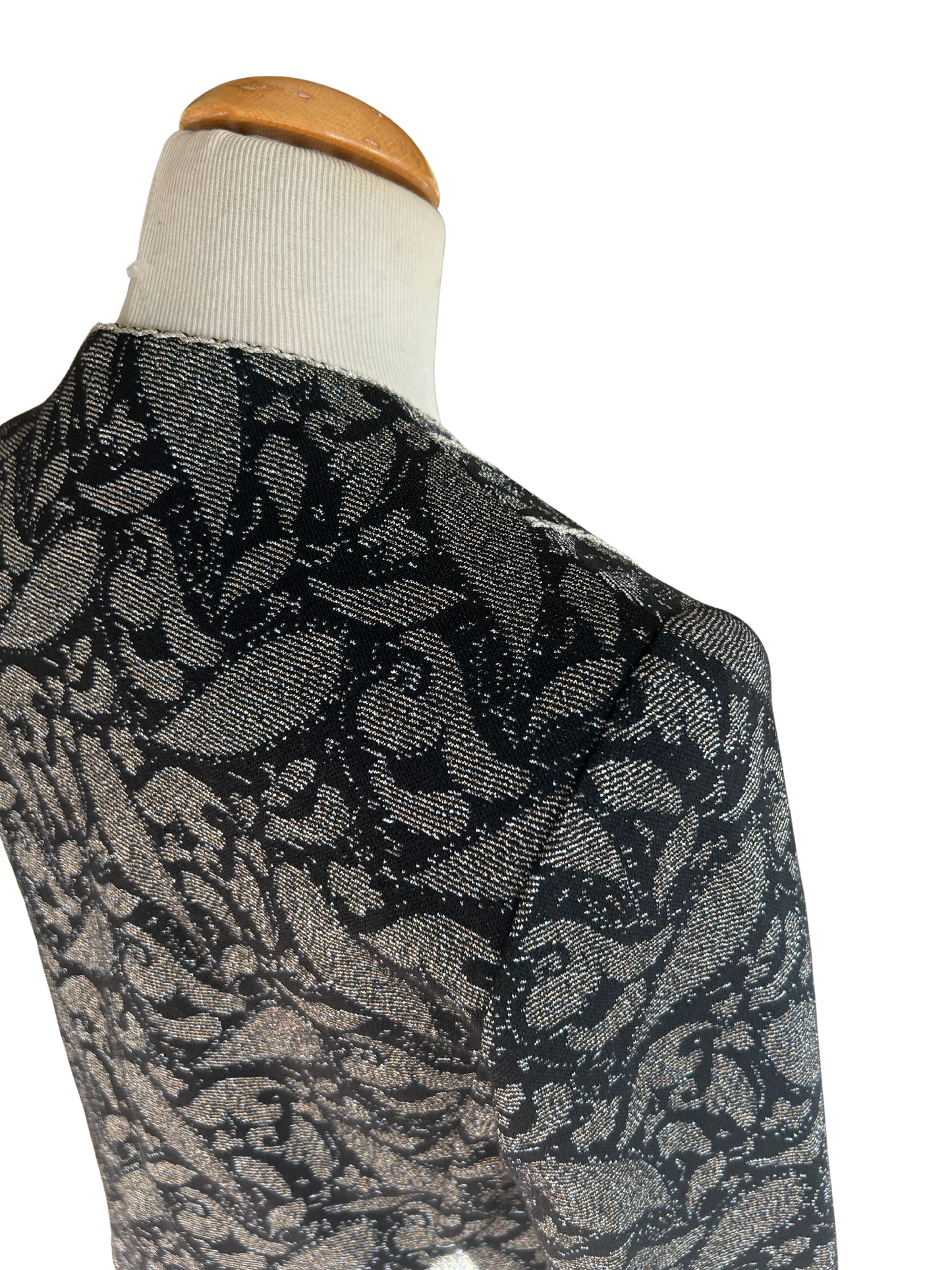 Veste jacquard noir argent pailletée vintage la friperie vintage 25