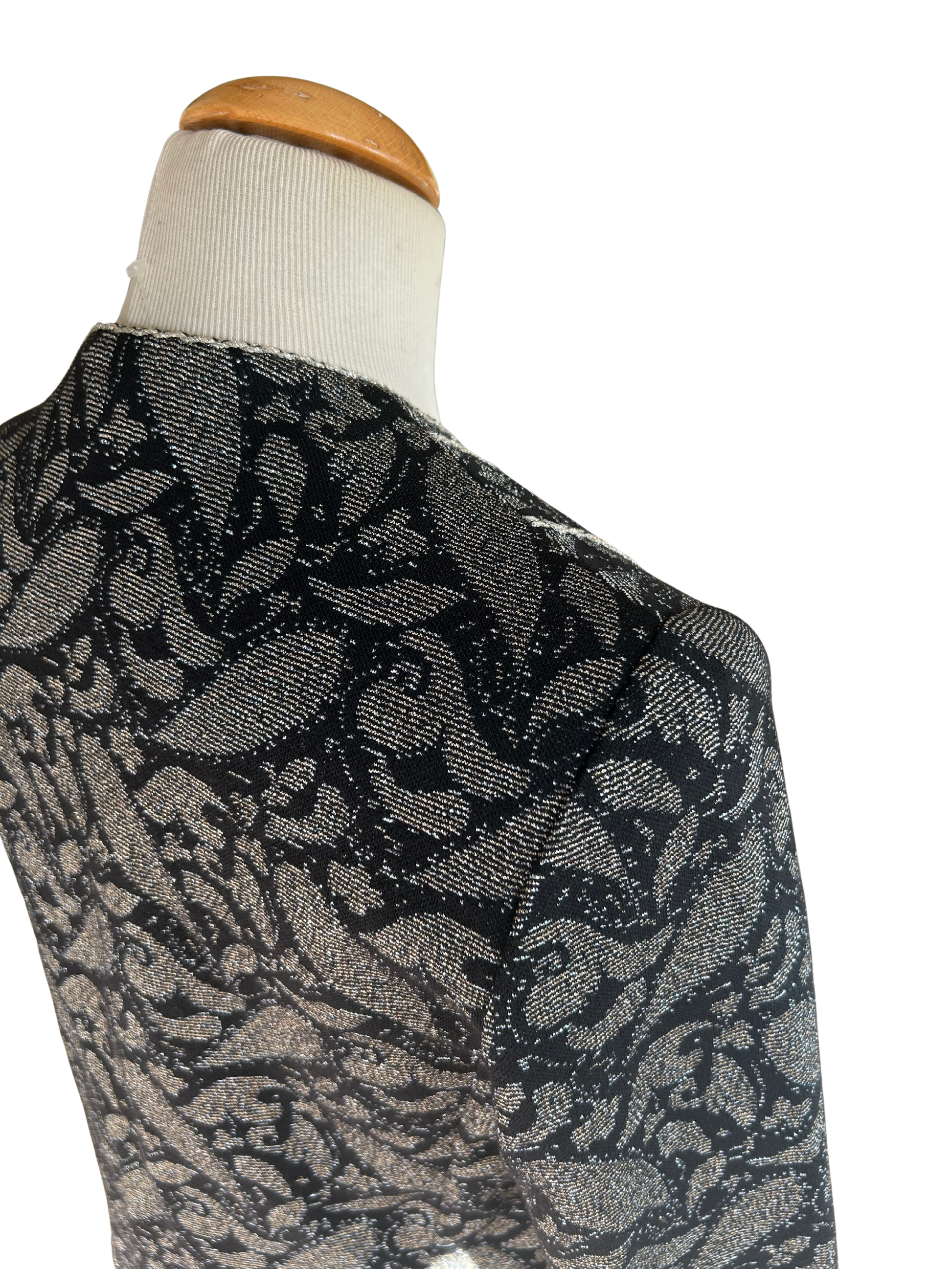 Veste jacquard noir argent pailletée vintage la friperie vintage 25