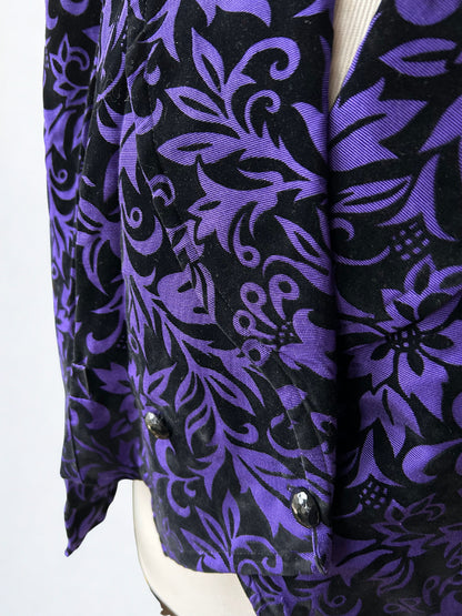 Veste vintage velours floqué violet noir la friperie vintage 25