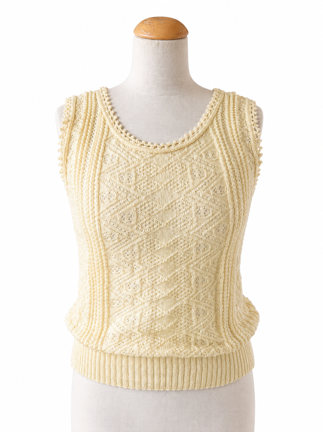 Débardeur vintage jaune maille ajourée