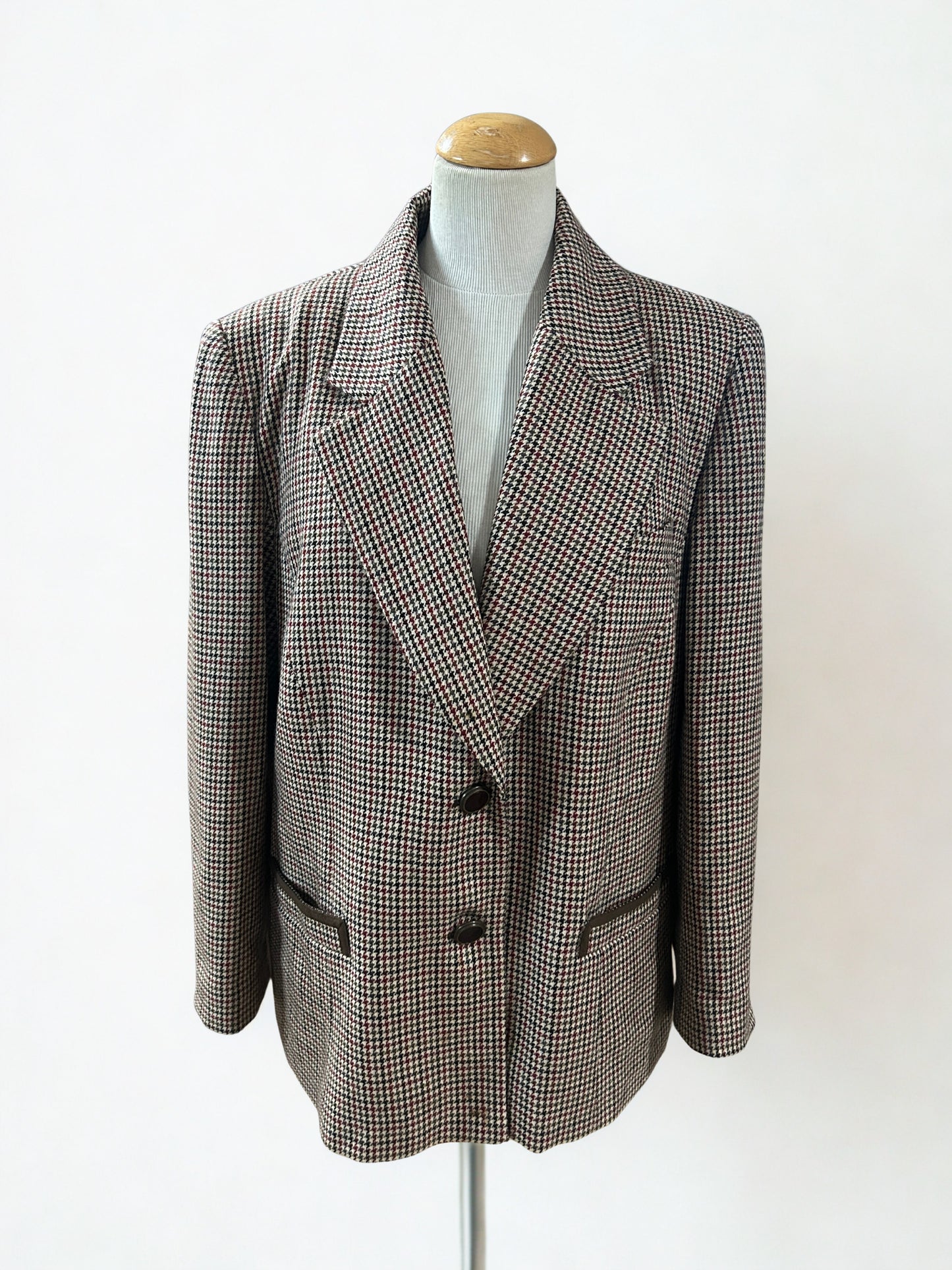 Blazer vintage laine pied de poule marron