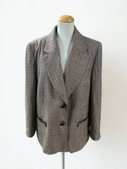Blazer vintage laine pied de poule marron